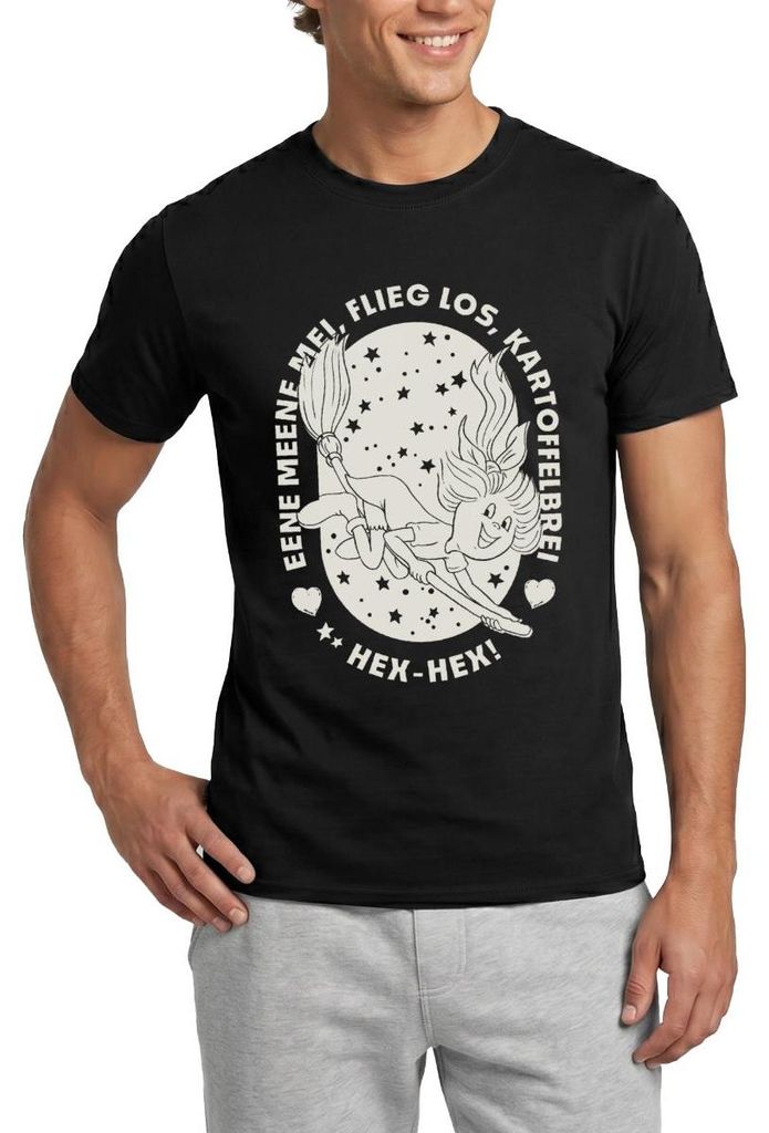 Spreadshirt Bibi Blocksberg Bibi Auf Kartoffelbrei Mit Zauberspruch Männer T-Shirt, XXL, Schwarz