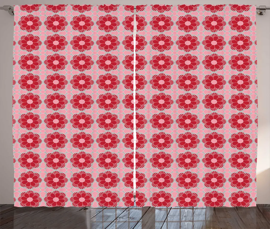 Rideau Floral 280x225 pour Cacher le Vis-à-vis, Design Rose et Taupe