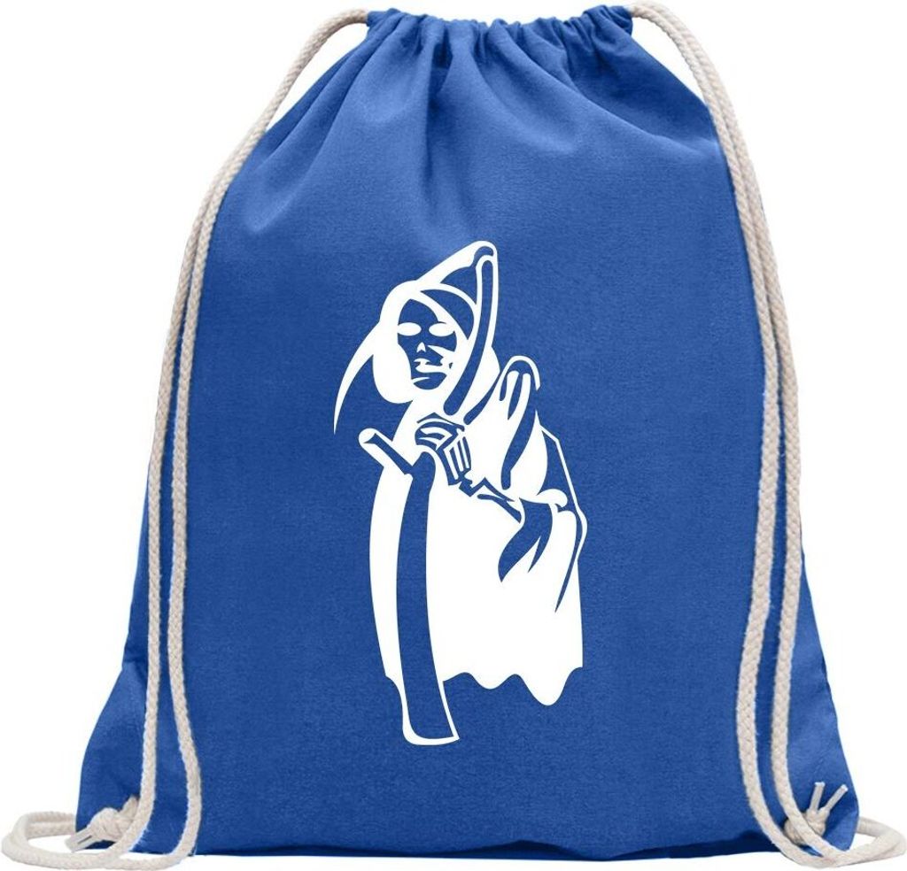 Kiwistar - Turnbeutel - royal - Sensenmann - Fun Rucksack Sport Beutel Gymsack Baumwolle mit Ziehgurt