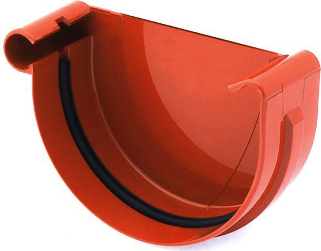 BRYZA Dachrinnenvorkopf LINKS Kunststoff Ø 125 mm, Ziegelrot RAL 8004