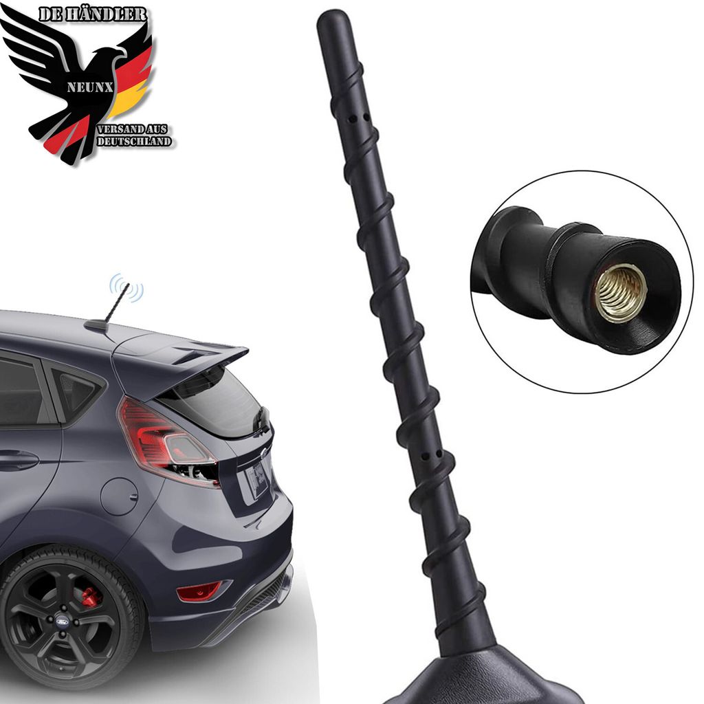 18cm Autoantenne Kurz Stab Stabantenne Dachantenne Universal Alu TPU Antenne Auto KFZ Dach 16V AM FM DAB Radio mit 3 Adapter M4 M5 M6 Gewinde