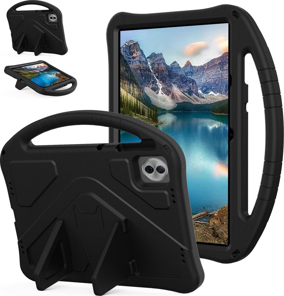 Kinder Hülle für Honor Pad 10 2025 12.1", Eva Leichte Stoßfeste Ständer, Kids Griff Schutzhülle Schwarz