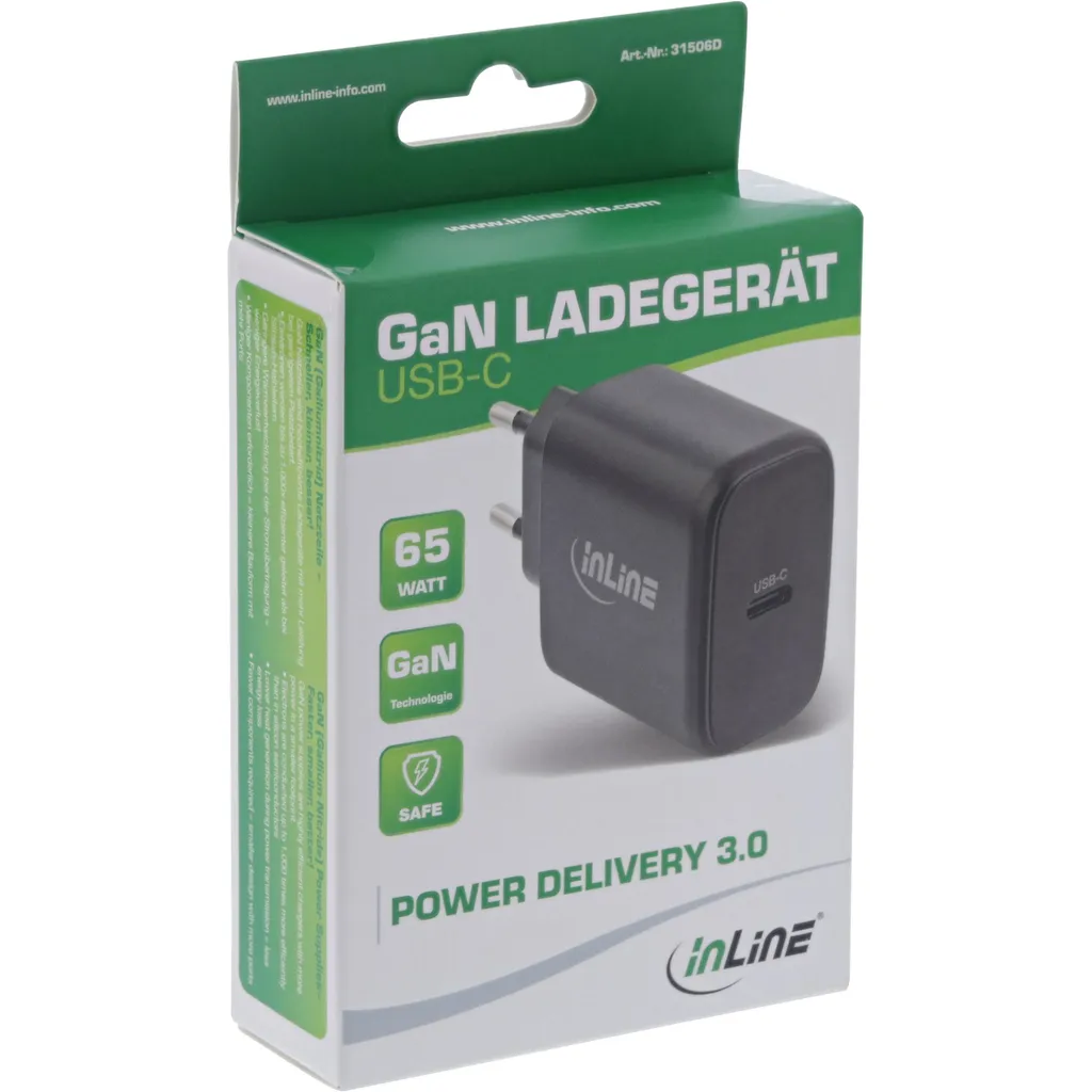 InLine 65W GaN USB-C PD 31506D - Alimentatore compatto ultra-veloce - 4