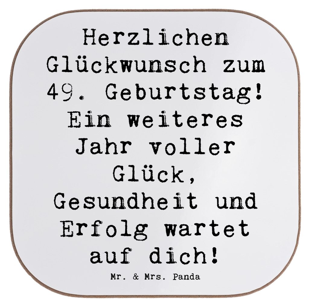 Mr. & Mrs. Panda Untersetzer Tasse Spruch 49. Geburtstag - Weiß - Geschenk, Tassenuntersetzer, weiteres Jahr, Gesundheit, Alter, Glück, besondere...