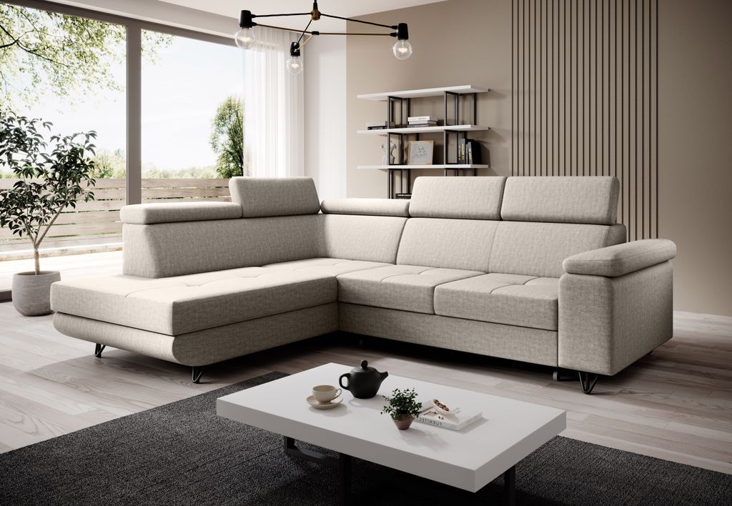 FURMEB24 ECKSOFA CAPRI mit schlaffunktion links 250 x 203 cm BEIGE vogue