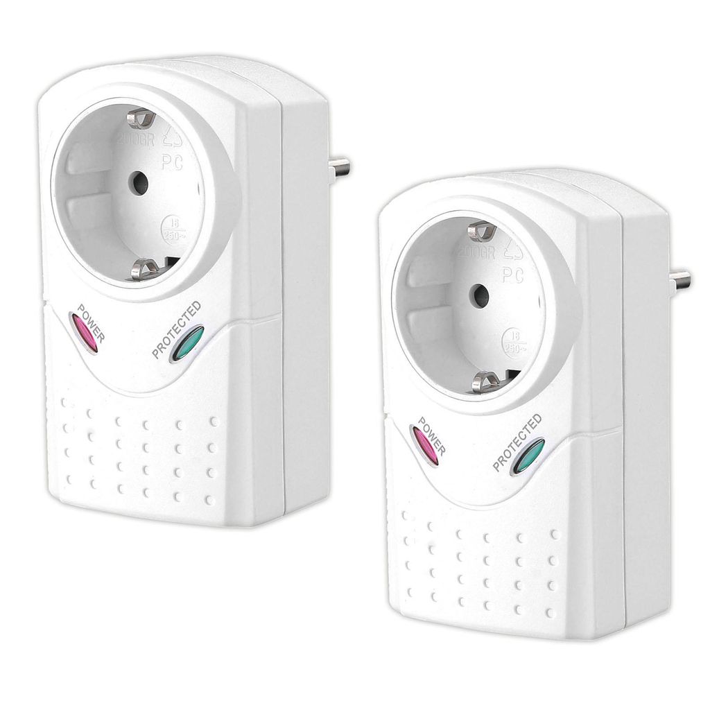 2x Steckdosenadapter Überspannungsschutz Max. 3380 Watt Mit Produktbild 