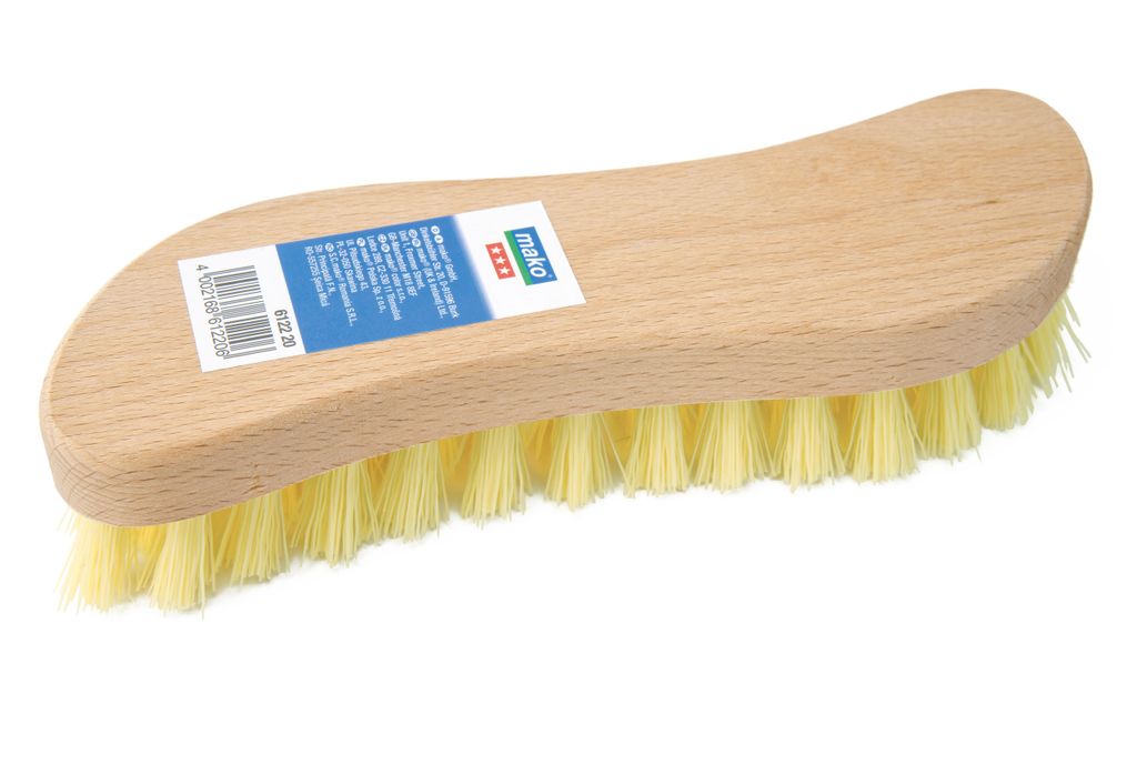 Bürste Scheuerbürste Ersatzfibre stabiles Naturholz S-Form 20 cm
