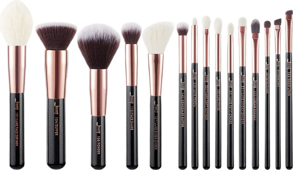 Essentielles Makeup-Pinselset Schwarz 15tlg.
