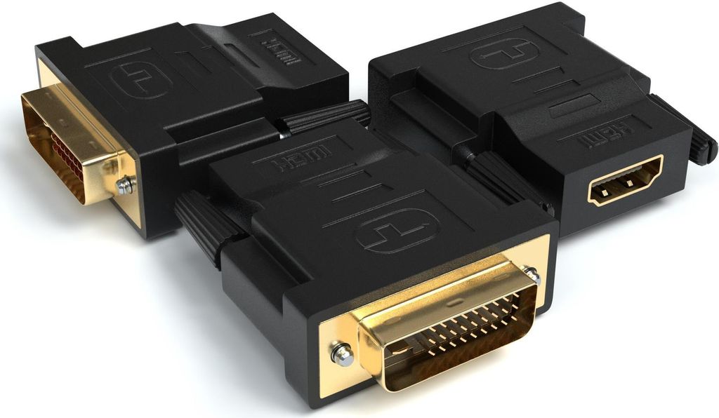 HDMI auf DVI Adapter | HDMI Buchse zu DVI Stecker | Kontakte vergoldet, 3 Stück