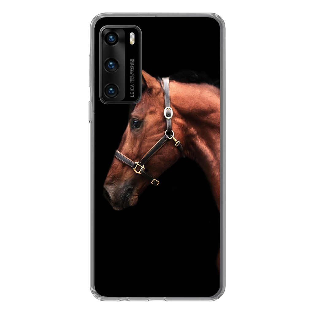 MuchoWow Handyhülle Schutzhülle Hülle für Huawei P40 Pferd - Leicht - Halfter Silikon Softcase Handy Hülle - Handytasche