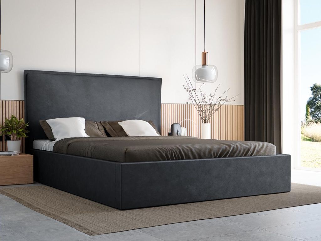 Doppelbett 160x200 LUDMILA SLIM - Dunkelgrau