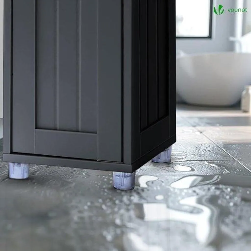 Armoire de toilette haute noire 20cm avec tiroir et niches de rangement