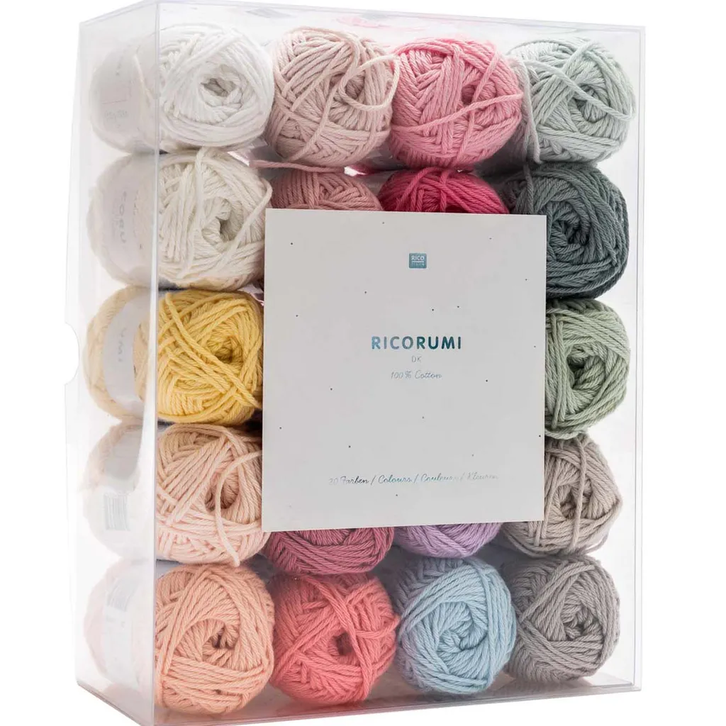 Fils Coton 100% Ricorumi Set de 20 Baby Pastel Douceur et Multicolore