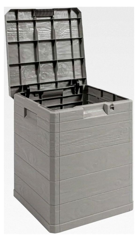 Aufbewahrungsbox für den Außenbereich, 90 l, Kunststoff, Taupe, Polypropylen, Taubengrau, 90L - cm 42,5x44x50h
