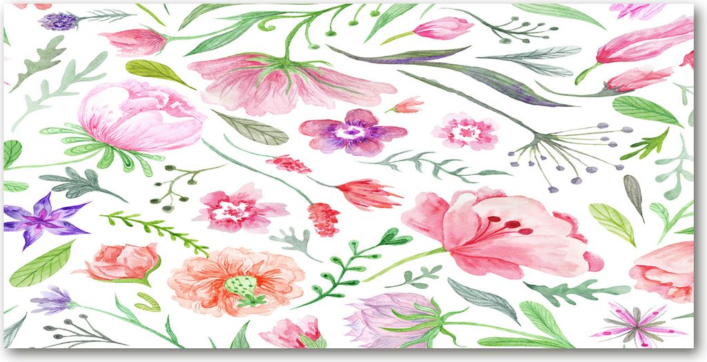 Tulup Glas-Bild - 100x50 -Wandkunst - Wandbild hinter gehärtetem Sicherheitsglas - Blumen & Pflanzen - Blumenmuster - Rosa