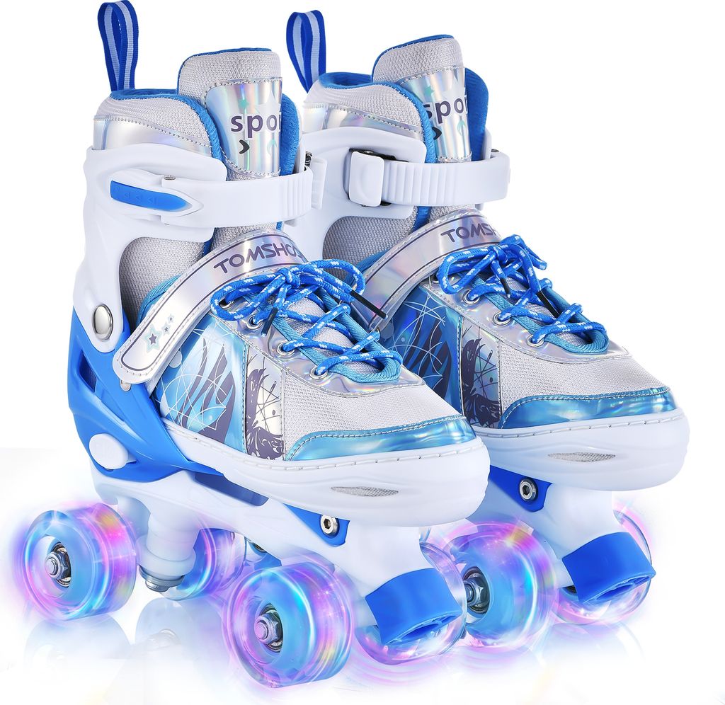 Rollschuhe, Kinder Rollschuhe , Verstellbar Rollschuhe Damen,LED Rollschuhe und 4 Größen verstellbar, Rollschuhe für Mädchen,Junge (XS:26-29)