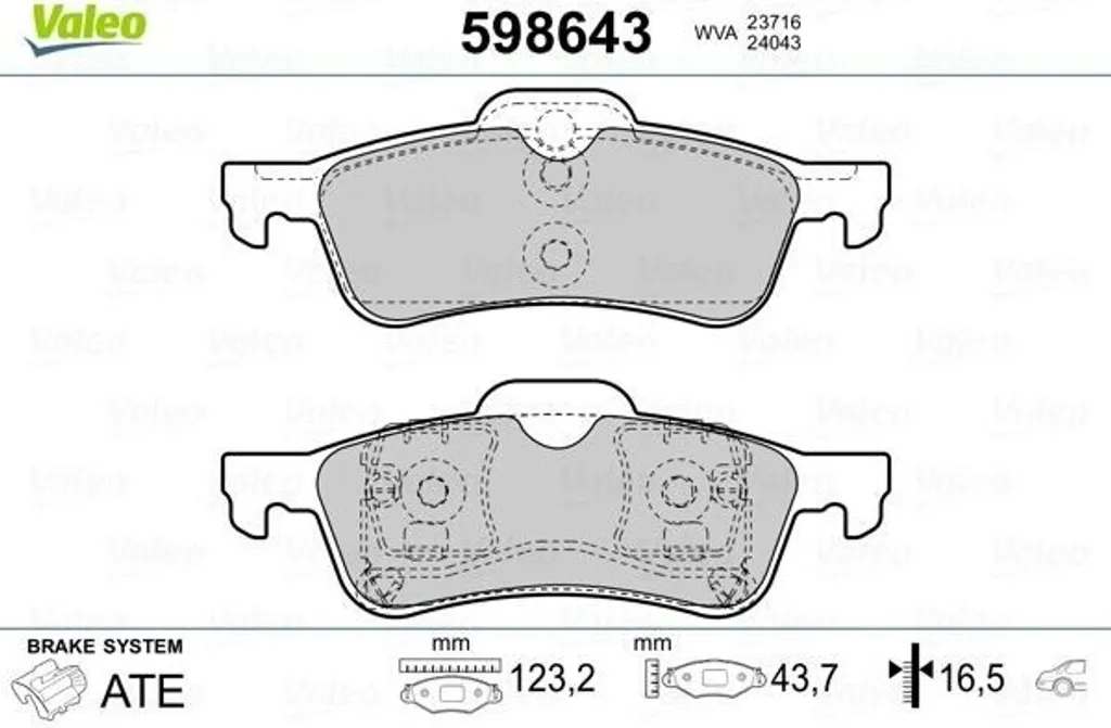 Plaquettes de Frein Valeo 598643 Silencieuses et Durables pour Mini R52 R53