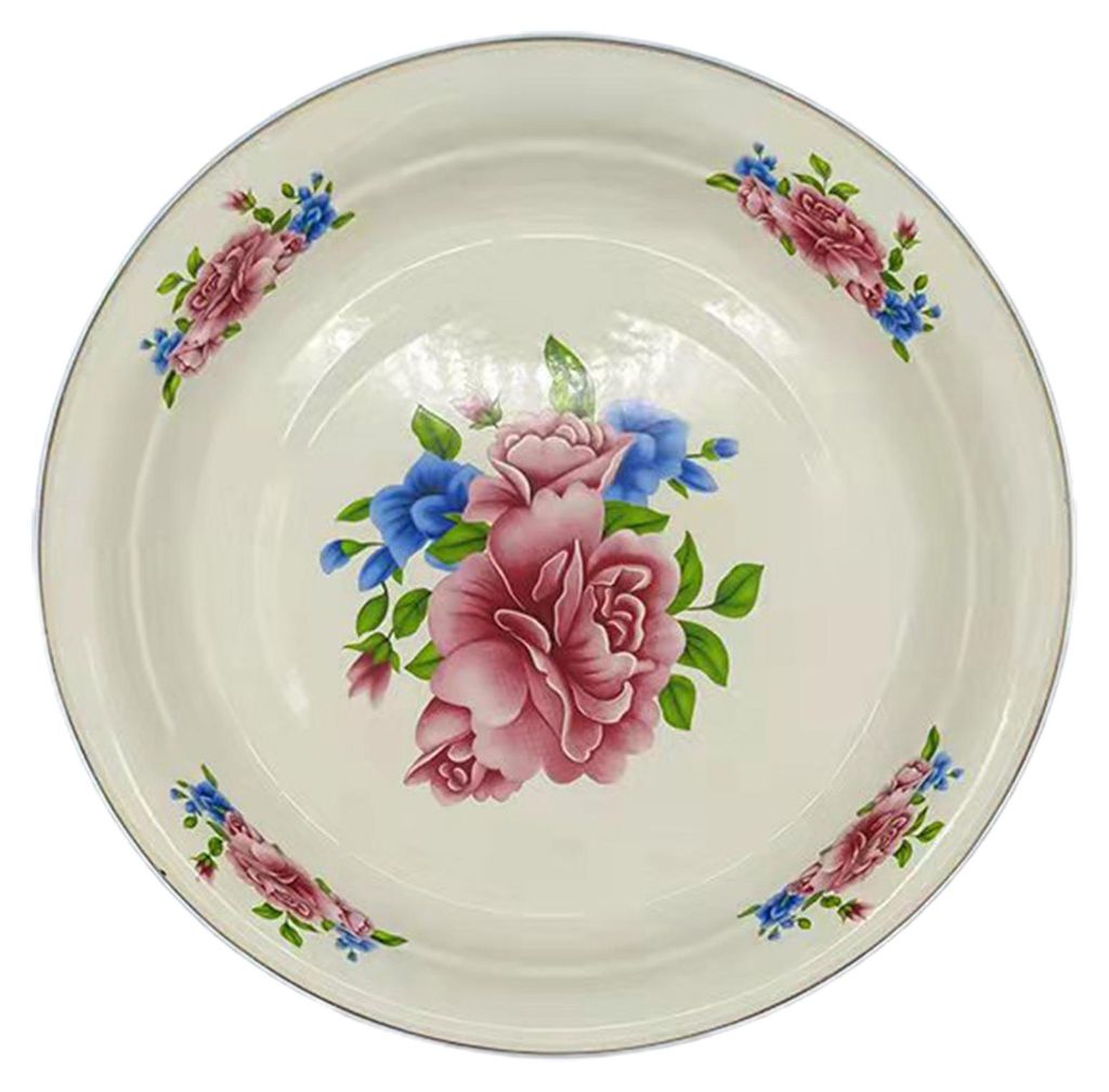 Speiseteller aus Porzellan, großes Fassungsvermögen, florales Muster, eleganter Vorspeisenteller, Emaille-Schale zum Servieren von Speisen, Küch...