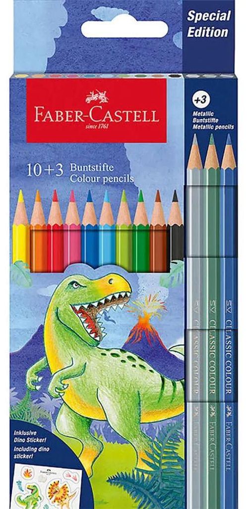 Buntstifte "Dinosaurier", 10 Farben + 3 Metallicfarben, Produktbild 