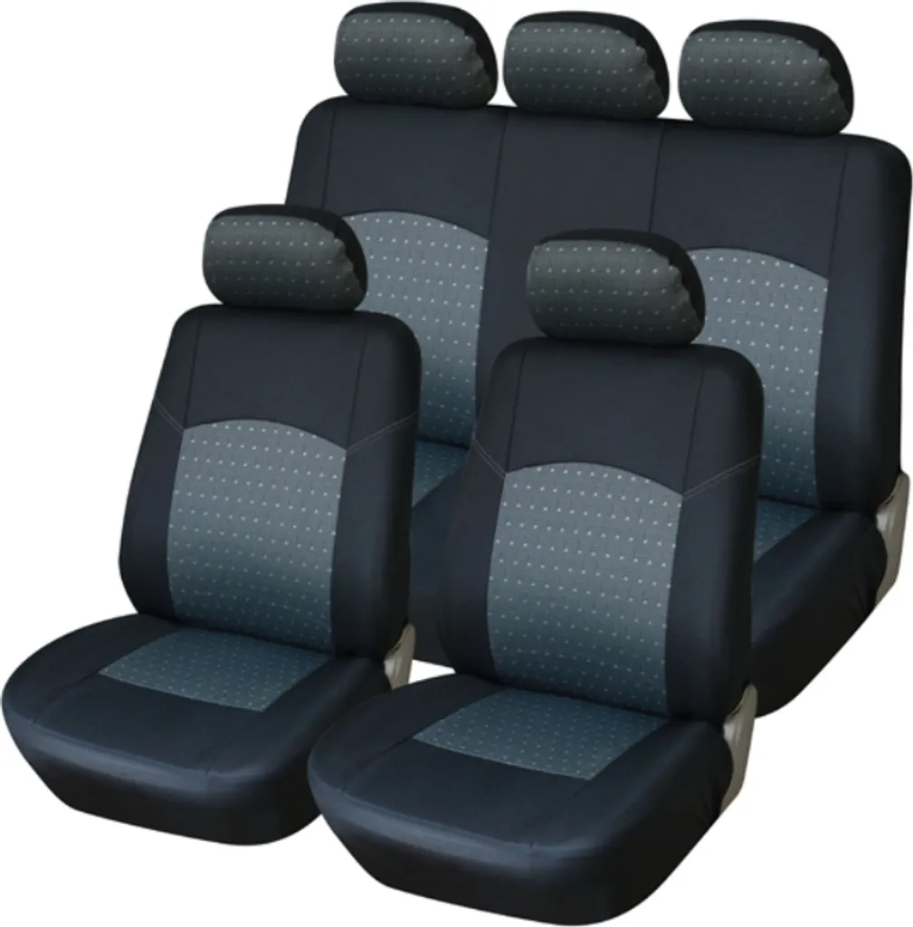 Set Coprisedili Auto Universali Grigio Nero - Protezione Completa 9 Pezzi