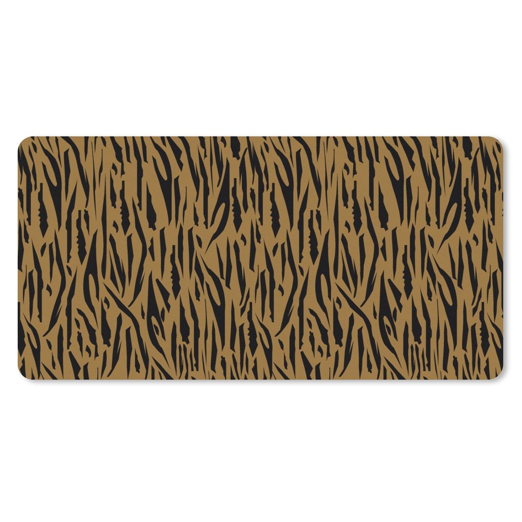 MuchoWow Schreibtischunterlage Muster - Tigerdruck - Pelz 80x40 cm - XXL Mauspad - Gaming Mauspad