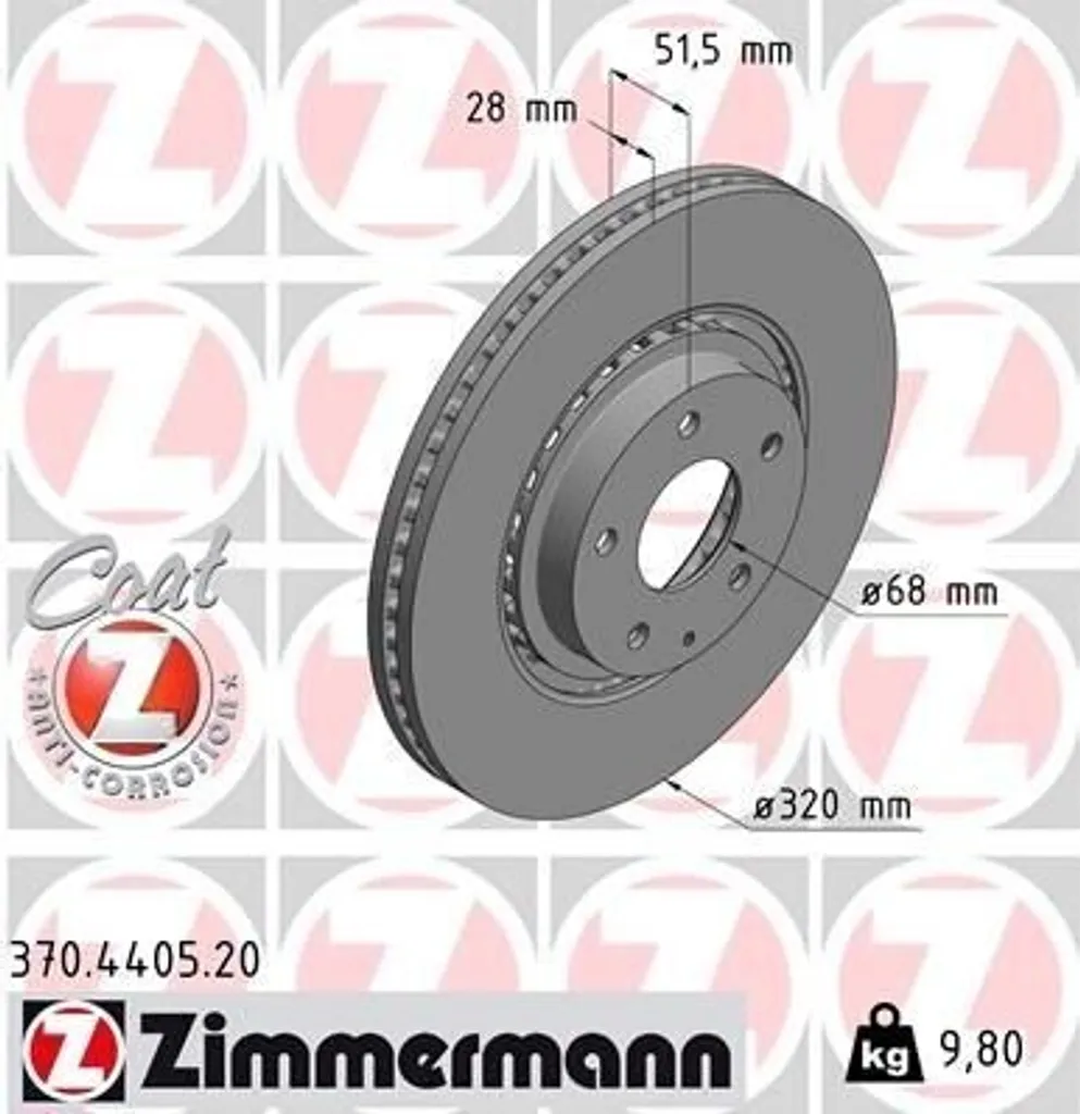 Zimmermann 370.4405.20 Disque de frein Coat Z pour Mazda 6 et CX-5