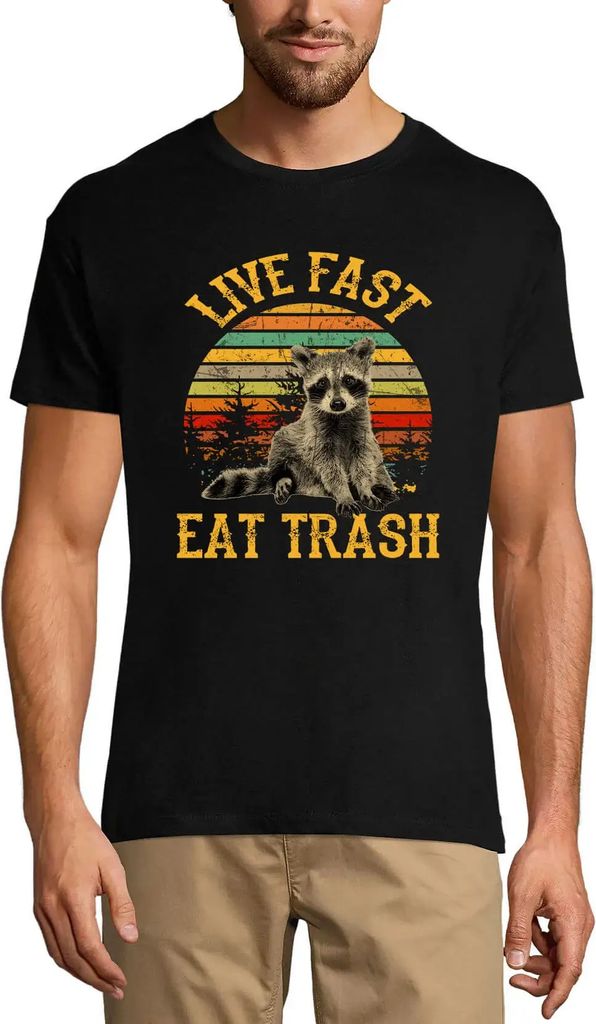 Herren Grafik T-Shirt Vintage live fast eat trash - Waschbär lustig – Vintage Live Fast Eat Trash - Raccoon Funny – Öko-Verantwortlich Vintage