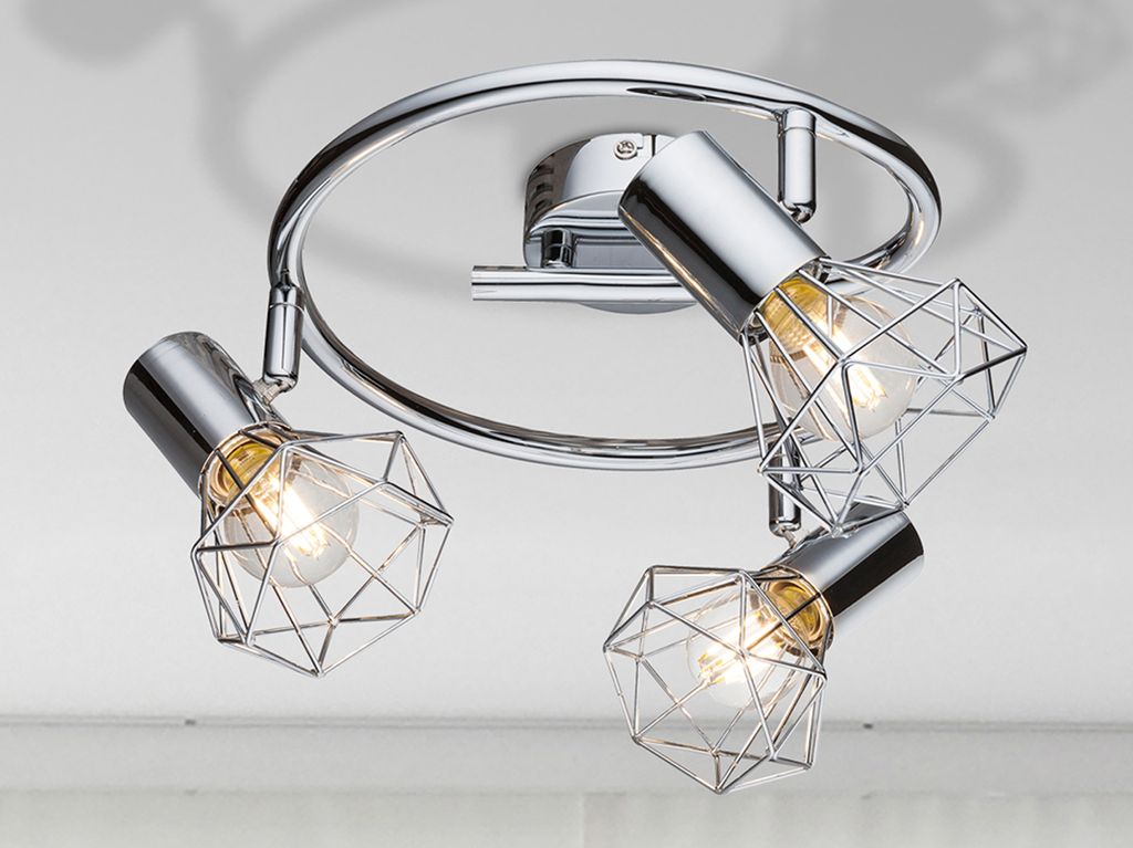 Industrial LED Deckenstrahler Gitterlampen, 3 Drahtgeflecht Produktbild 