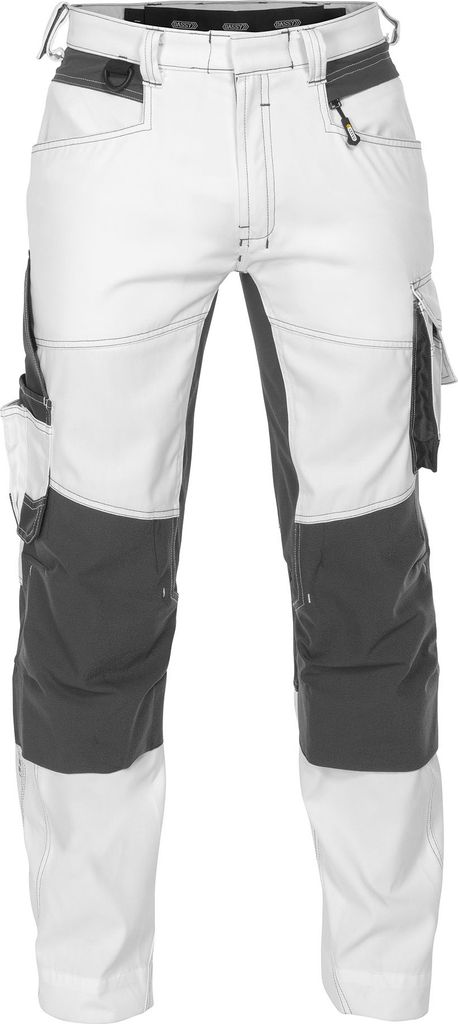 DASSY Dynax Painters Malerhose mit Stretch und Kniepolstertaschen WEIß/ANTHRAZITGRAU Gr.52 Länge: PLUS