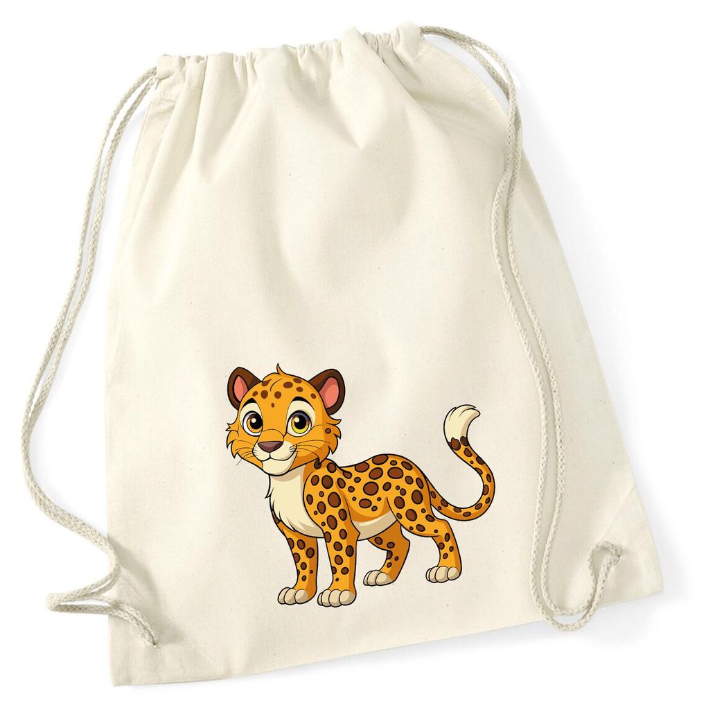Huuraa Turnbeutel Leopard Comic 12 Liter Natural Baumwolle Rucksack Geschenkidee