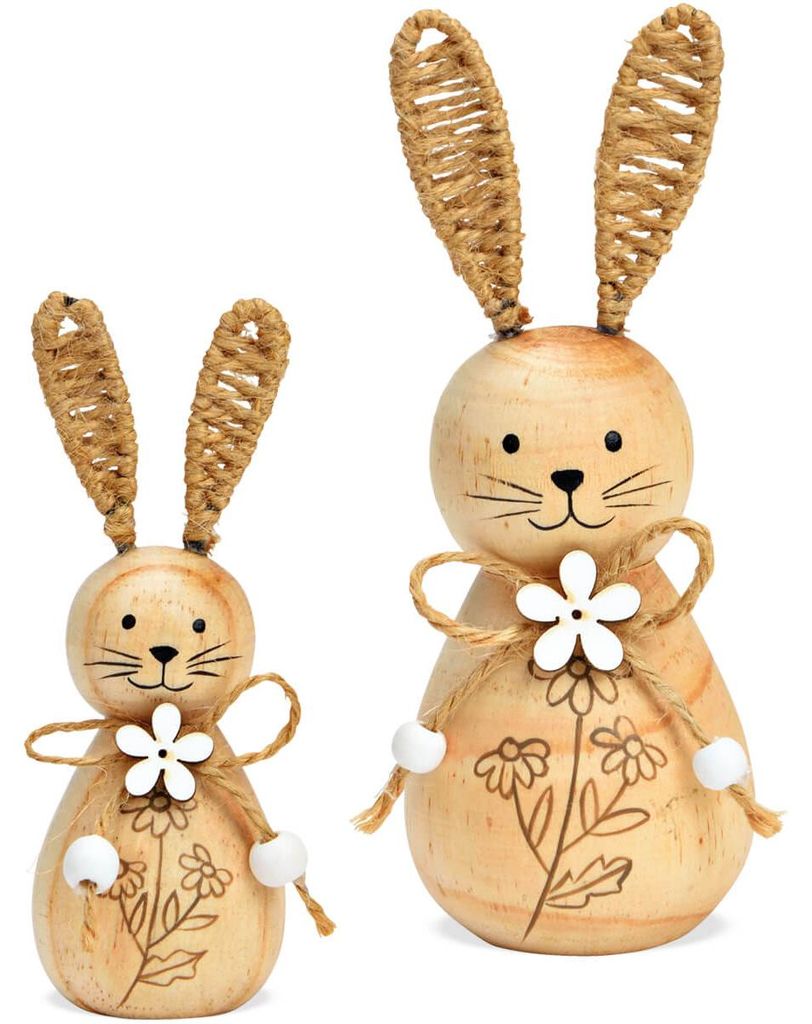 Osterhasen Set Osterdeko Holz Frühlingsdeko Ostern 23 & 15 Produktbild 