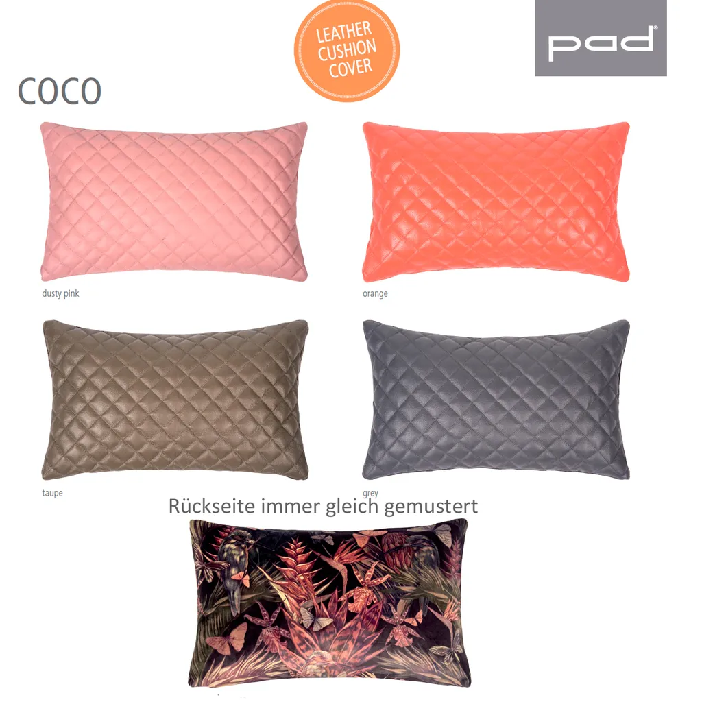 Housse de coussin Coco Pad Concept 30x50 cm cuir taupe et velours chic