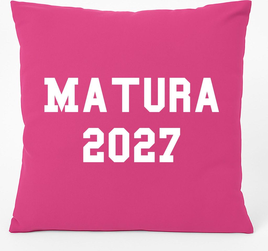 Huuraa Kissen Matura 2027 Abschluss Österreich / Schweiz 40x40cm mit Füllung Fuchsia Baumwolle Dekokissen Geschenkidee