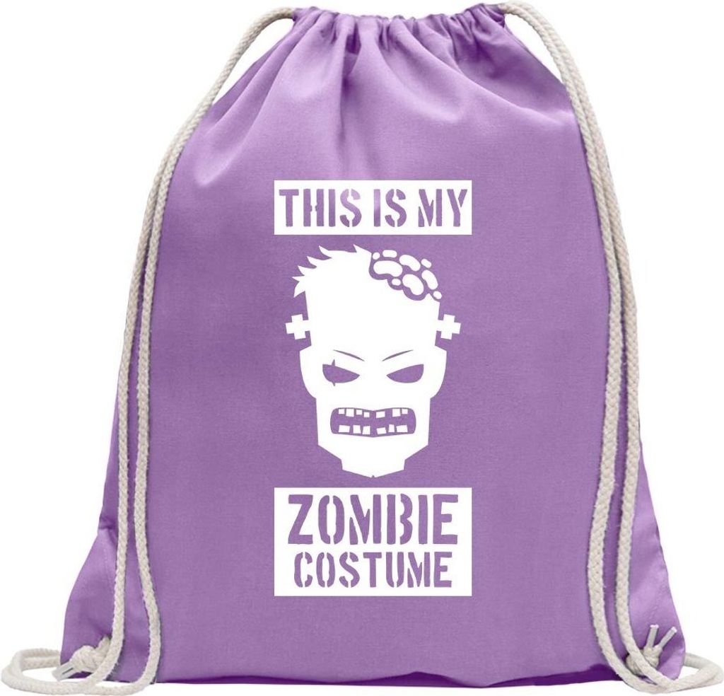 Kiwistar - Turnbeutel - lavendel - This is My Zombie Costume - Fun Rucksack Sport Beutel Gymsack Baumwolle mit Ziehgurt