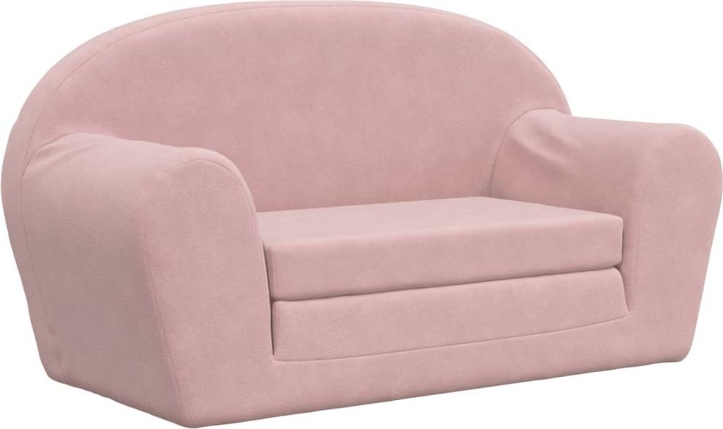 vidaXL Canapé-lit pour enfants 2 places Rose Peluche douce Image du produit 
