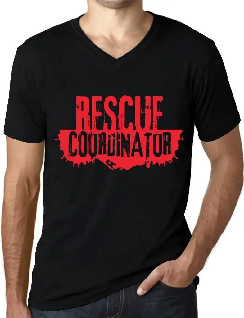Herren Grafik T-Shirt V-Ausschnitt Rettungs-Koordinator – Rescue Coordinator – Öko-Verantwortlich Vintage Jahrgang Kurzarm Lustige Druck Gebur...