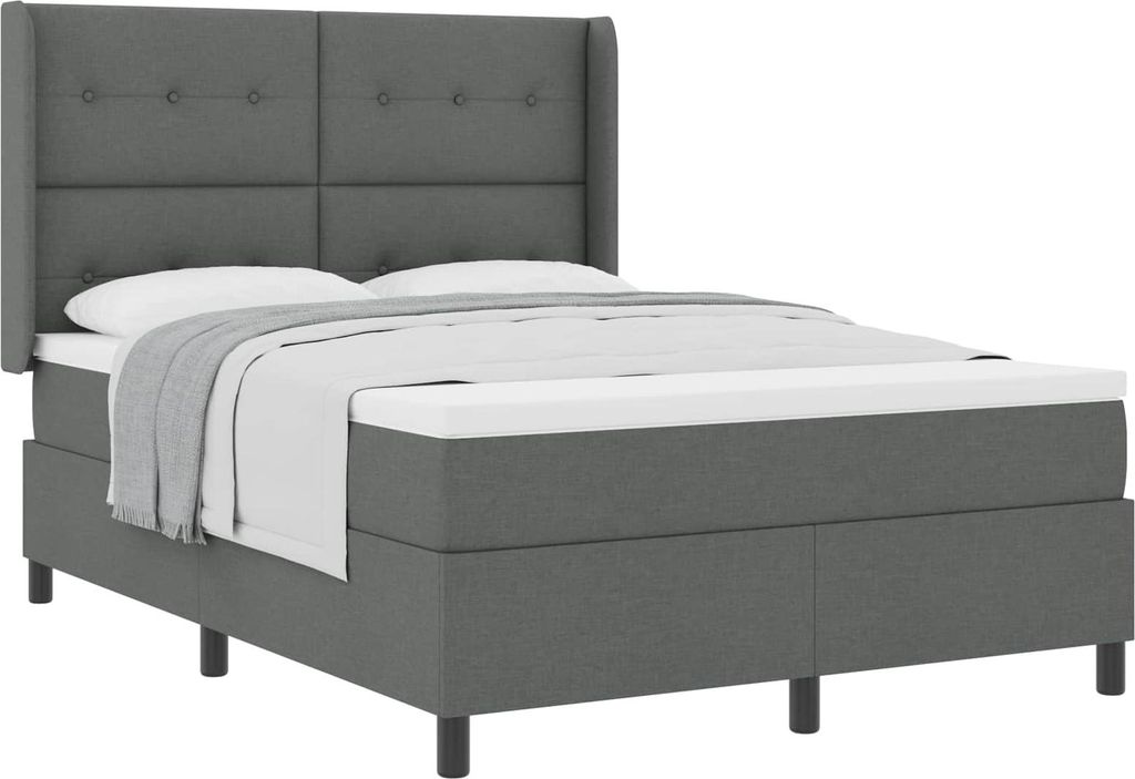 vidaXL Boxspringbett mit Matratze Dunkelgrau 190 x 140 cm Stoff