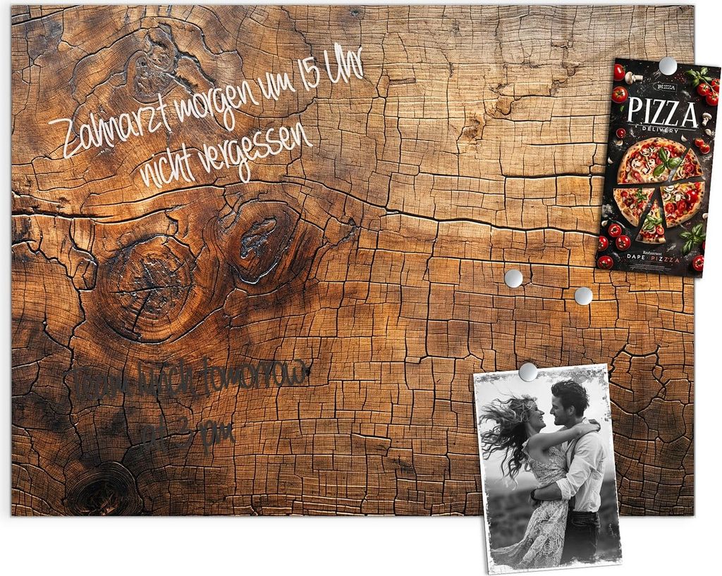 Magnettafel 120x90cm Pinnwand Whiteboard beschreibbar - Vintage Holzmaserung