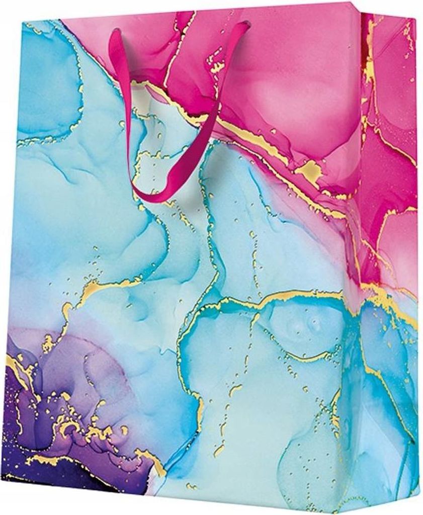 Geschenktüte Bunt Marmor Kommunion Geschenktüte 26,5x33,5x13cm