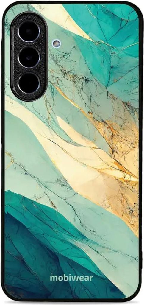 Handyhülle für Galaxy A36 5G, Mobiwear Glossy Case, Türkis-Marmor