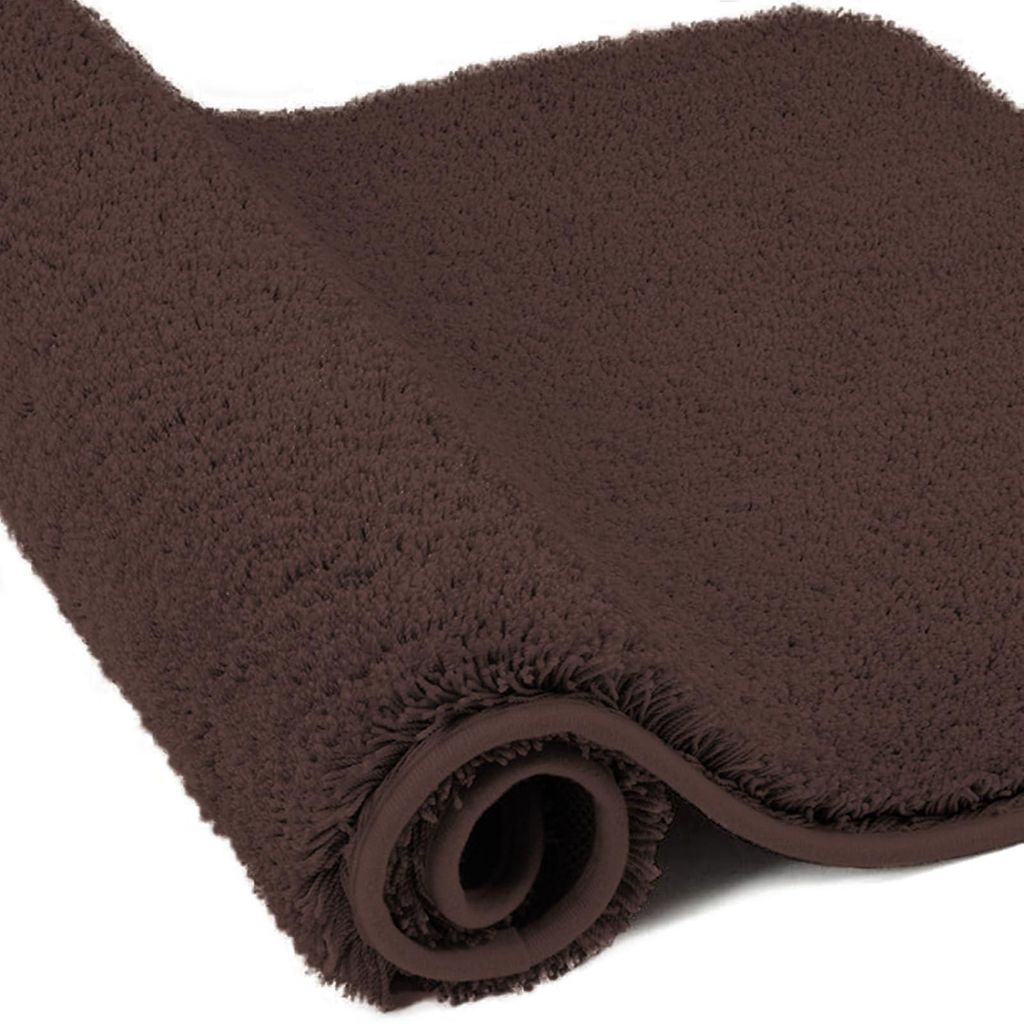 Mikrofaser-Badematte, Fußmatte, 2 cm dick, super saugfähiger Badteppich, Badezimmermatte, 60 x 120 cm, kaffeebraun