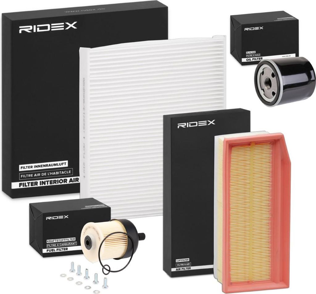 RIDEX Filterset Inspektionspaket Filtersatz für RENAULT Clio IV Schrägheck (BH) Captur (J5, H5) Clio IV Grandtour (KH) CLIO IV Kasten Duster (HM)
