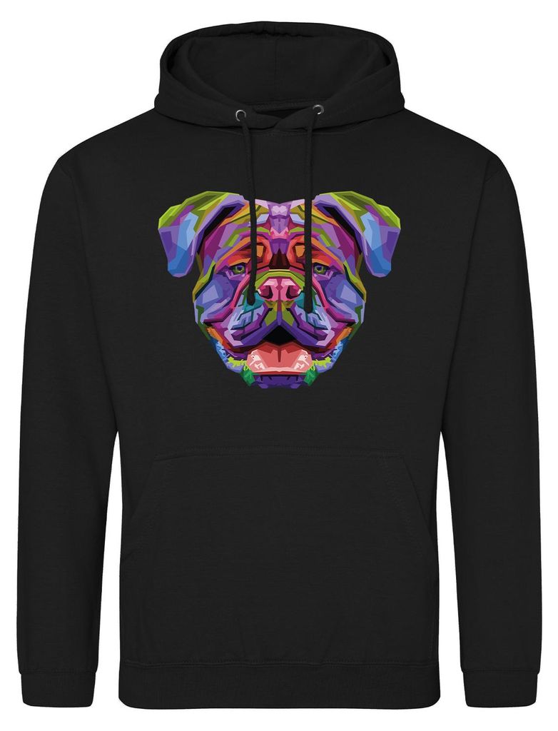 Huuraa Uni Hoodie British Bulldog Colorful M Deep Black Vegan Sweatshirt Geschenkidee