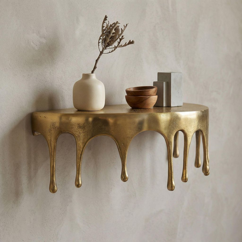 WOHNLING Półka ścienna 60 cm, aluminium w kolorze złotym, Zdjęcie produktu 