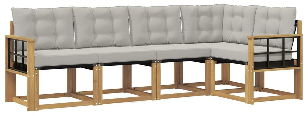 vidaXL Outdoor-Sofagarnitur mit Kissen 5 pcs Weiß und Hellgrau