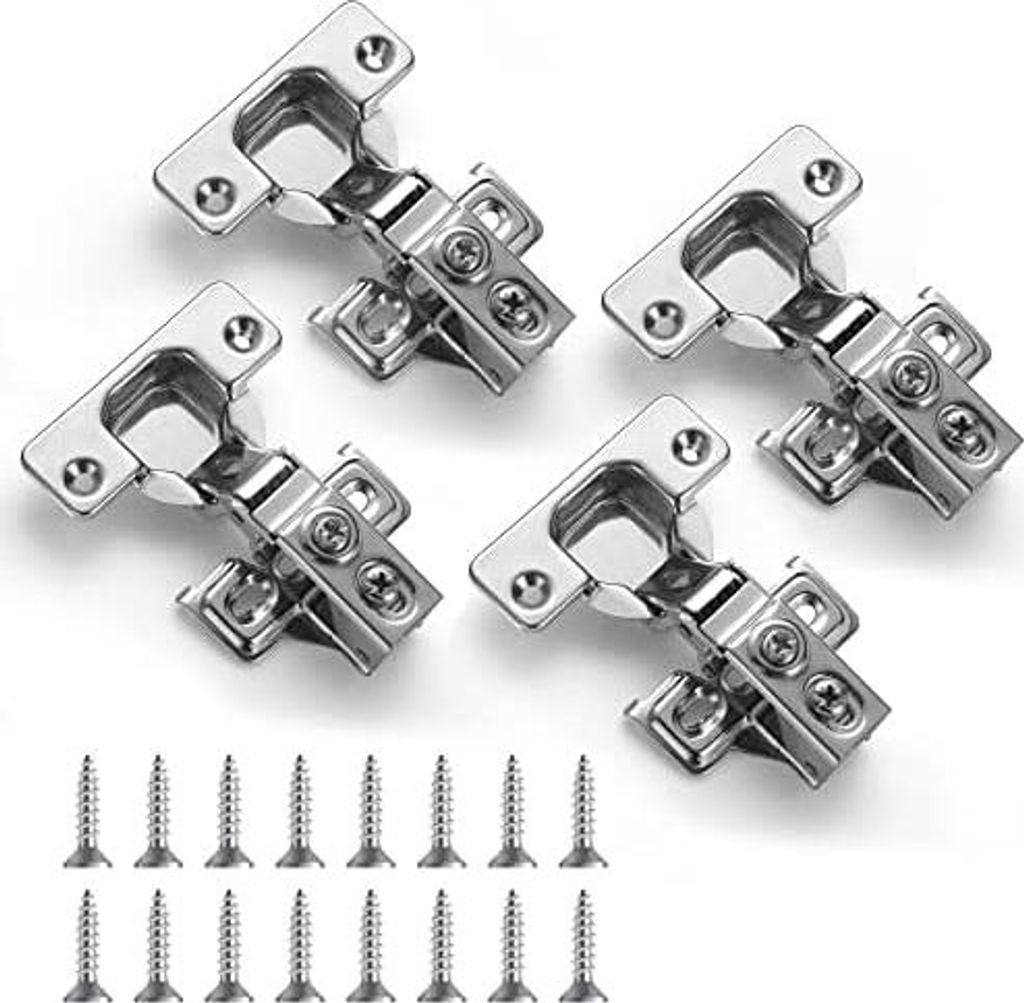 Evanda Schrank Scharniere, 4 Pack Edelstahl Overlay Soft Close Scharniere, für Küchenschrank Türscharnier, mit Montageschrauben