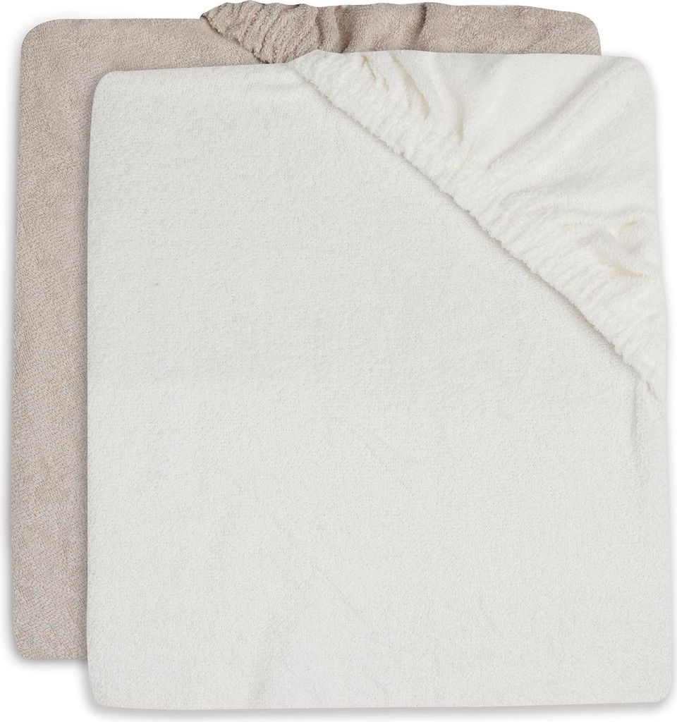 Jollein Wickelauflagenbezug - Ivory/Nougat - 2er Pack - 50x70cm - Baumwollfrottee - Bezug Wickelauflage - 1x Elfenbeinfarben, 1x Beige