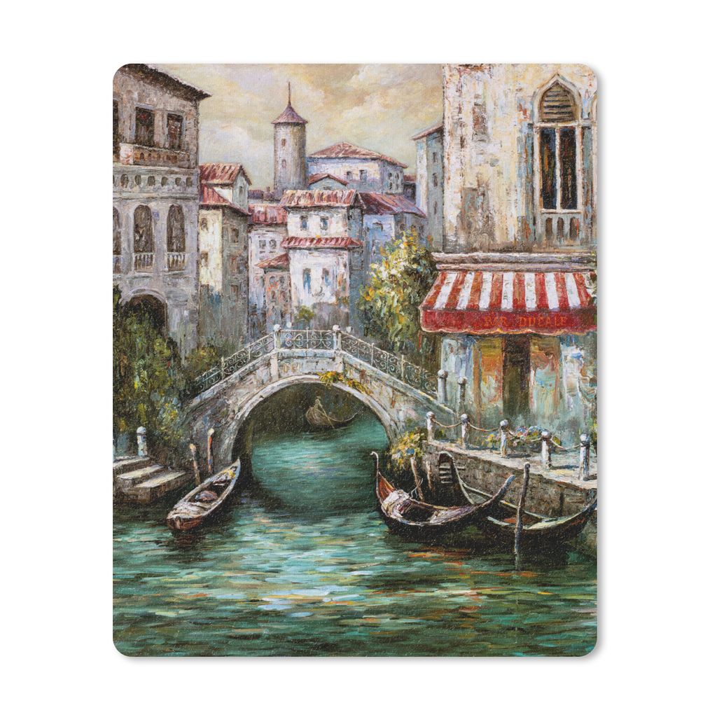 MuchoWow Mauspad Mousepad Gemälde - Öl - Wasser - Graben - Italien 30x40 cm - Mousepads - Maus Mat - Pad - Mausunterlage - Mausmatten
