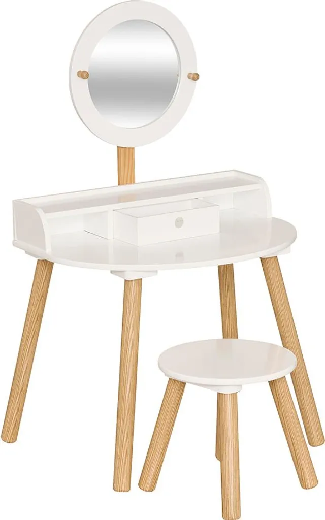 Coiffeuse enfant Cael blanche compacte pour optimiser le rangement