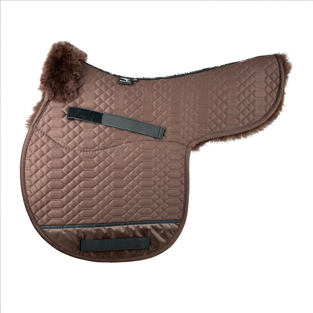 Engel Reitsport Satteldecke SADEK1 Lammfell & Baumwollsteppstoff, Fell in Sattellage, Fellkranz vorne, Mocca-Mocca-VSS (Vielseitigkeit/Springen)